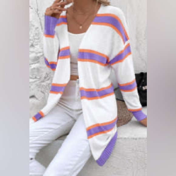 CHARMING CHARLIE Striped Dropped Shoulder Cardigan - Picture 3 of 8